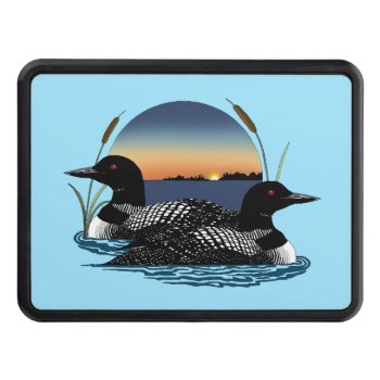 Loon Couple Sunset Blue Hitch Cover by tigressdragon at Zazzle