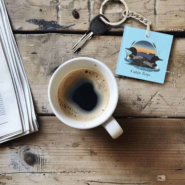 Loon Couple Sunset Blue Keychain (Creator Uploaded)