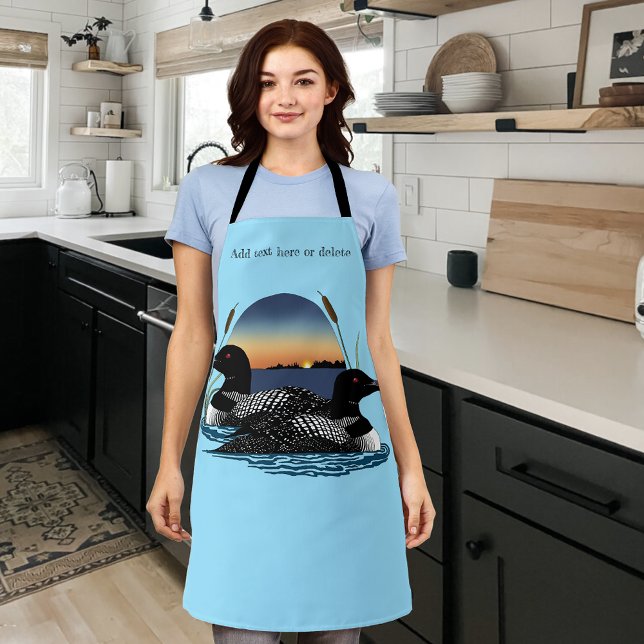 Loon Couple Sunset Blue Lake Wildlife Apron (Creator Uploaded)