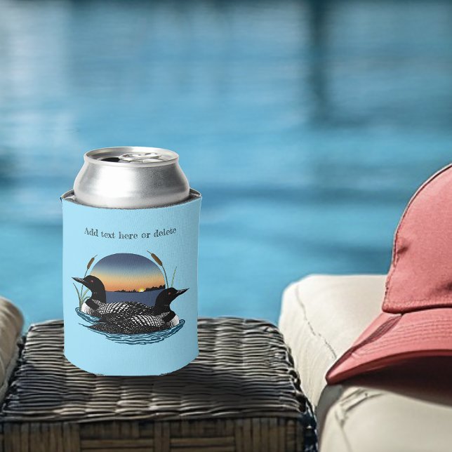 Loon Couple Sunset Blue Lake Wildlife Can Cooler (Creator Uploaded)