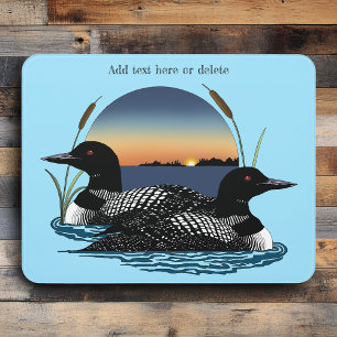 Loon Couple Sunset Blue Lake Wildlife Door Sign