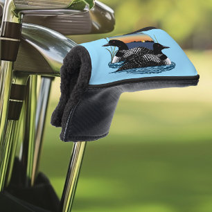 Loon Couple Sunset Blue Lake Wildlife Golf Head Cover