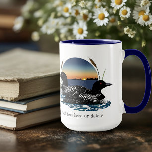 Loon Couple Sunset Blue Lake Wildlife Mug