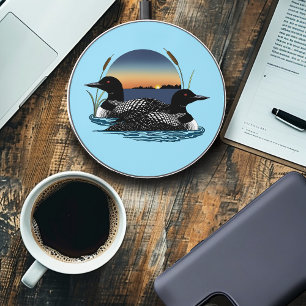 Loon Couple sunset Blue Lake Wildlife Wireless Charger