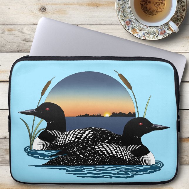 Loon Couple Sunset Blue Laptop Sleeve (Creator Uploaded)