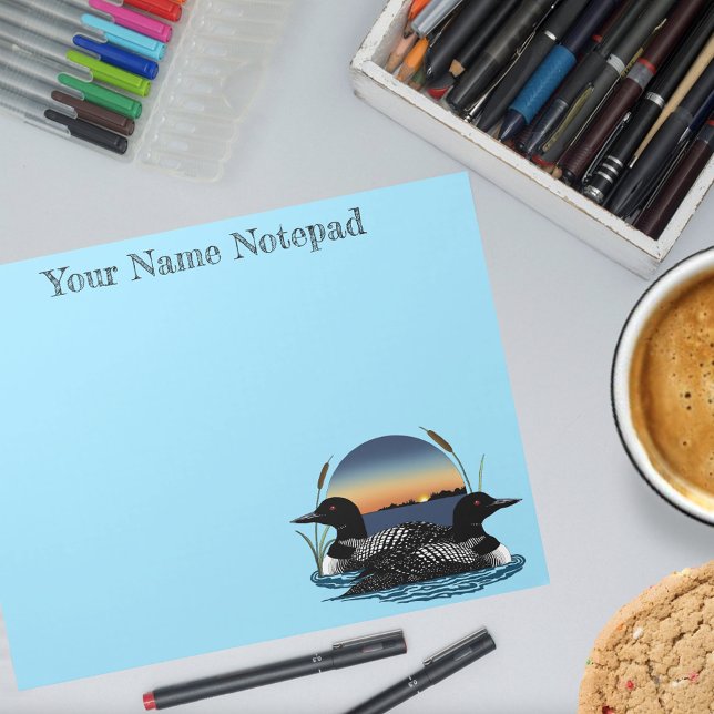 Loon Couple Sunset Blue Notepad (Creator Uploaded)