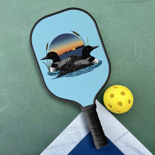 Loon Couple Sunset Blue Pickleball Paddle