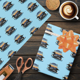 Loon Couple Sunset Blue Wrapping Paper