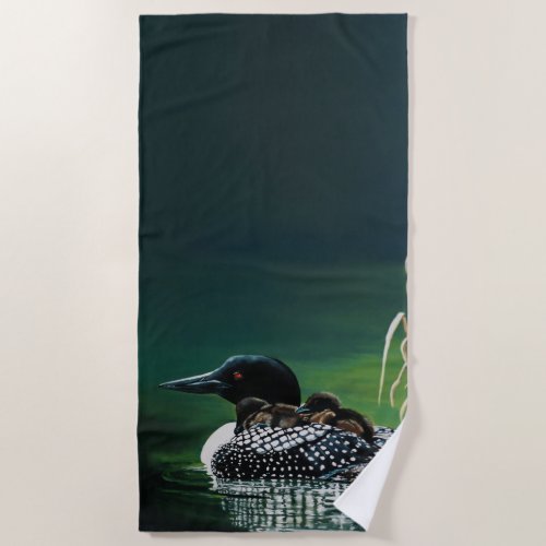 Loon Family Outing Beach Towel