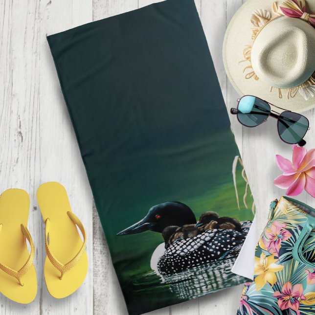Loon Family Outing Beach Towel (Creator Uploaded)