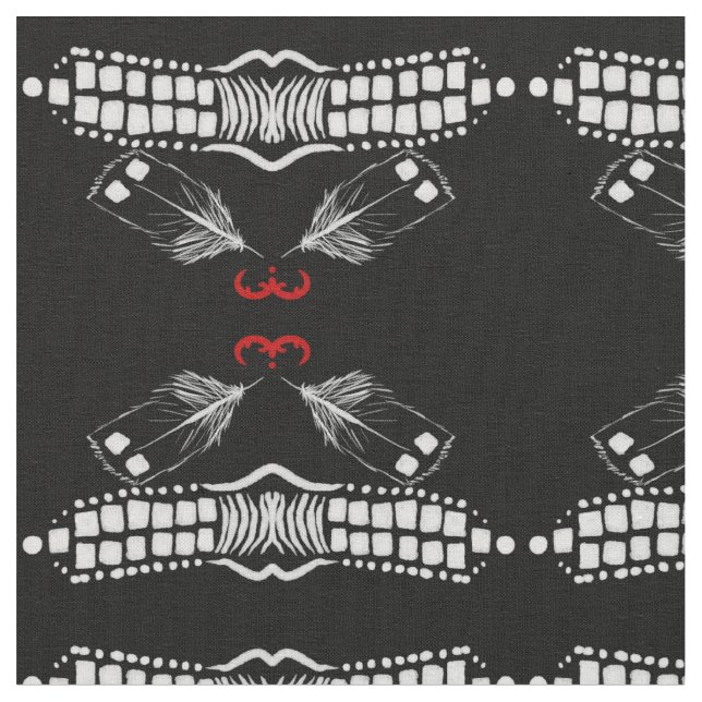 Loon feather wabanaki double curve fabric (Close Up)