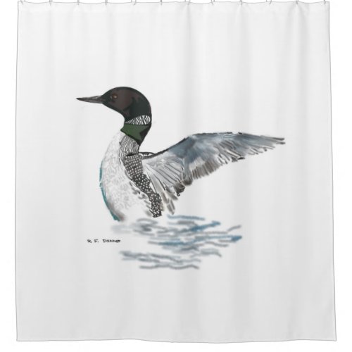 Loon flexing shower curtain
