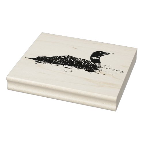 Loon Floating on Water Stippled Graphic Style Rubber Stamp