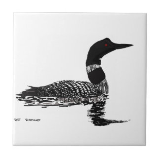 Loon hand drawn set piece ceramic tile