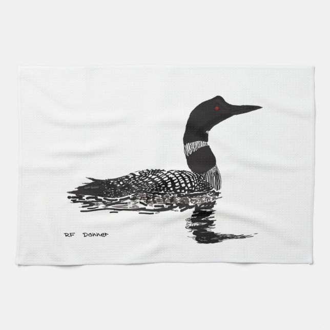 Loon hand drawn set piece towel (Horizontal)