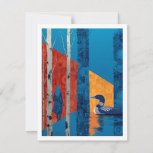 Loon in a birch forest, North Woods  Card