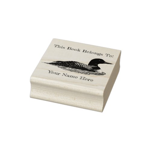 Loon Lake Life Cabin Bookplate Rubber Stamp