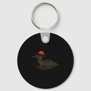 Loon Lover Santa Hat Christmas Bird Watching Xmas Keychain