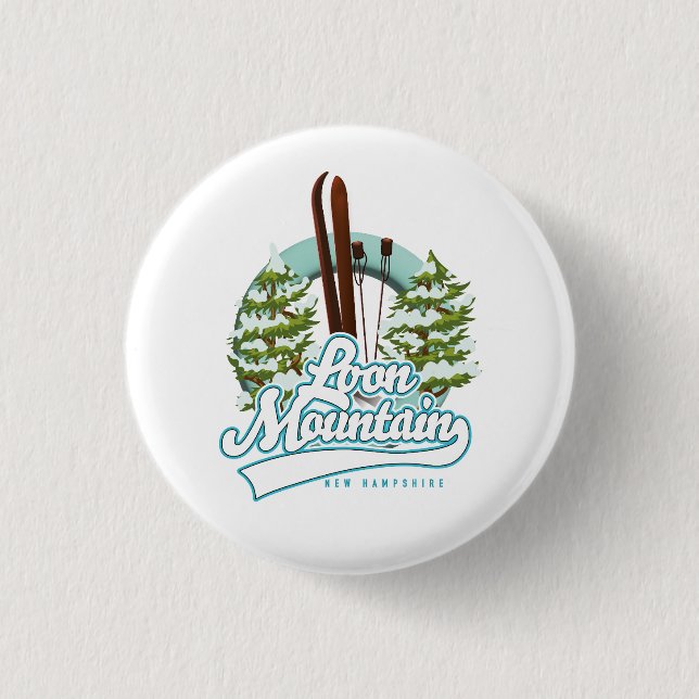 Loon Mountain New Hampshire ski logo Button (Front)