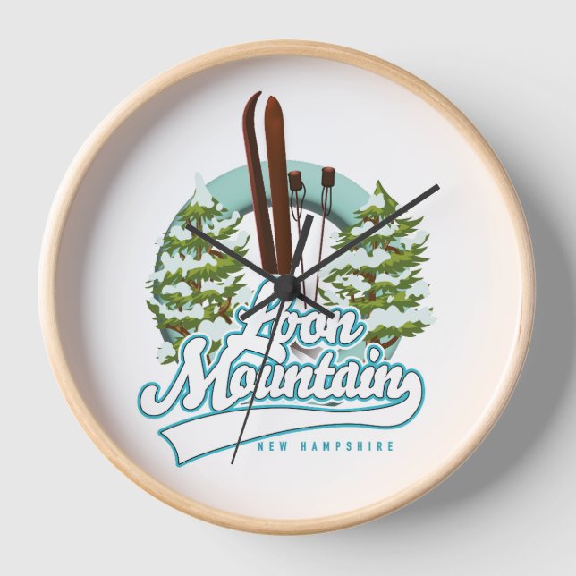 Loon Mountain New Hampshire ski logo Clock (Front)