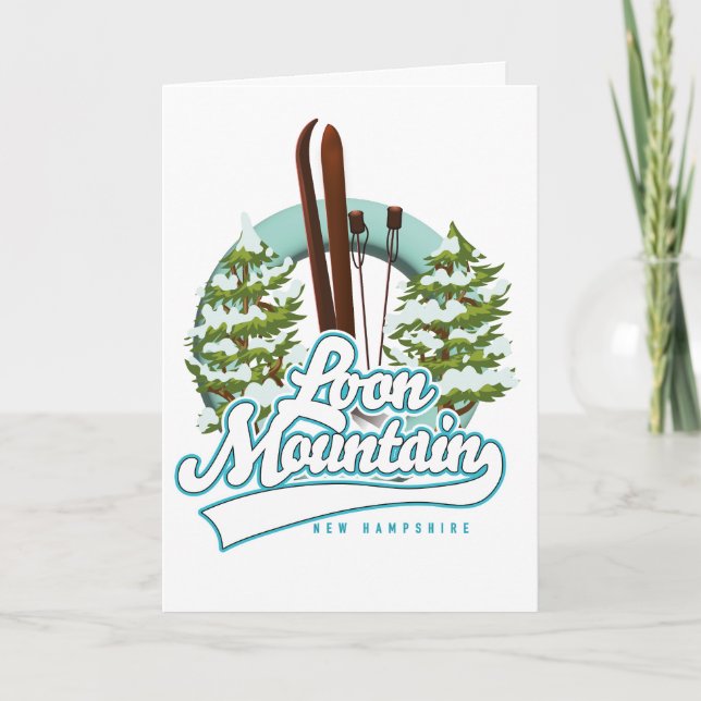 Loon Mountain New Hampshire ski logo Holiday Card (Front)