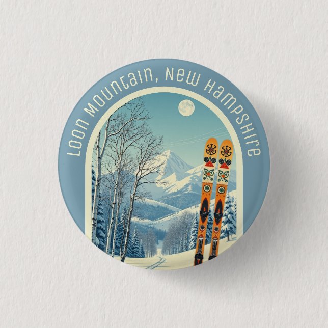 Loon Mountain New Hampshire ski souvenir  Button (Front)
