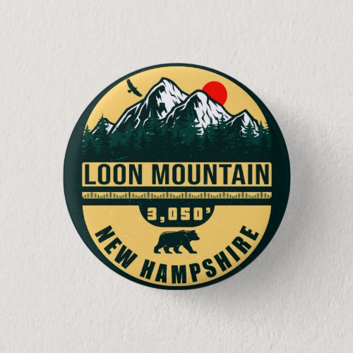 Loon Mountain NH _ Retro Vintage ski souvenirs 60s Button