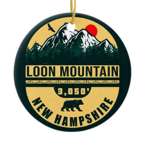 Loon Mountain NH - Retro Vintage ski souvenirs Ceramic Ornament