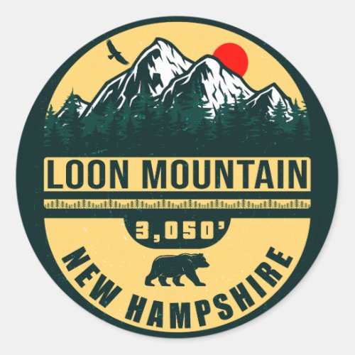 Loon Mountain NH _ Retro Vintage ski souvenirs Classic Round Sticker