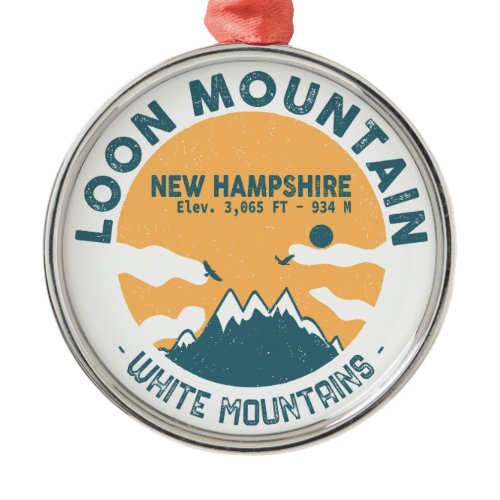 Loon Mountain NH - Retro Vintage ski souvenirs Metal Ornament
