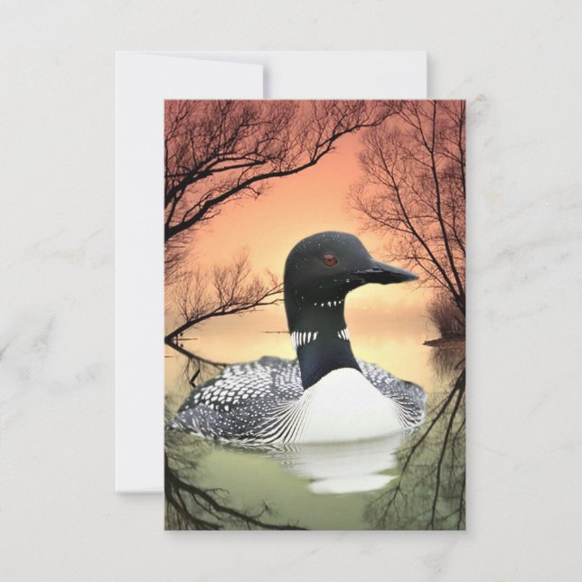 Loon On Lake Loon Reflections Call Of The Loon RSVP Card (Front)