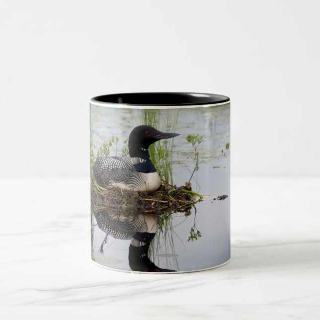 Loon on nest Two-Tone coffee mug (Center)