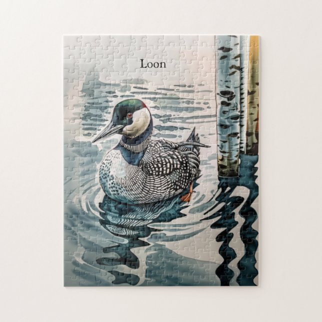 Loon on the Lake - custom text Jigsaw Puzzle (Vertical)