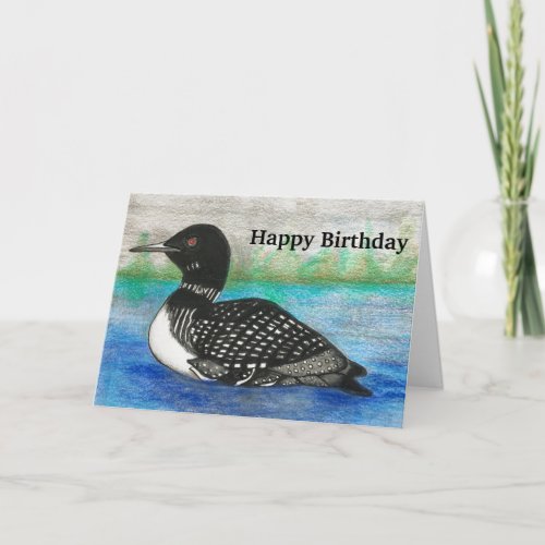 Loon Painting Colorful Northern Watercolor Card