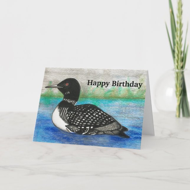 Loon Painting Colorful Northern Watercolor Card (Front)