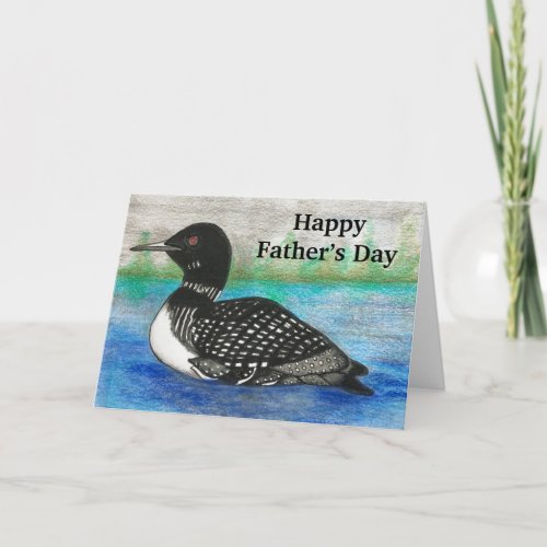 Loon Painting Fatherâs Day Watercolor Lake Card
