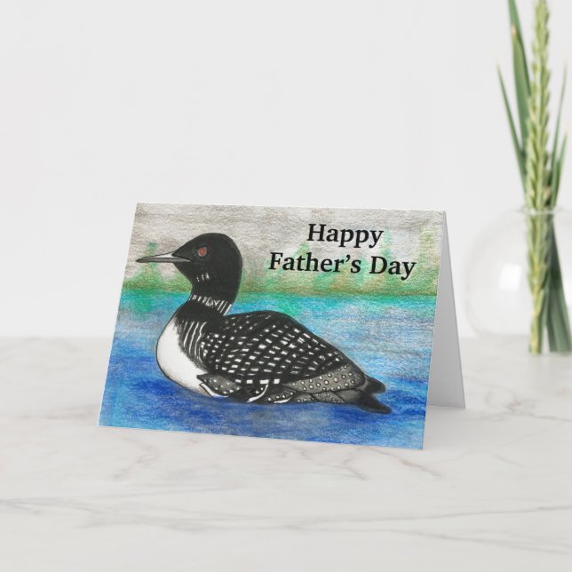 Loon Painting Father’s Day Watercolor Lake Card (Front)