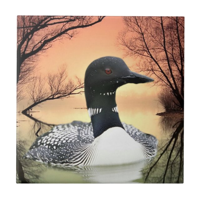 Loon Reflections Ceramic Tile (Front)