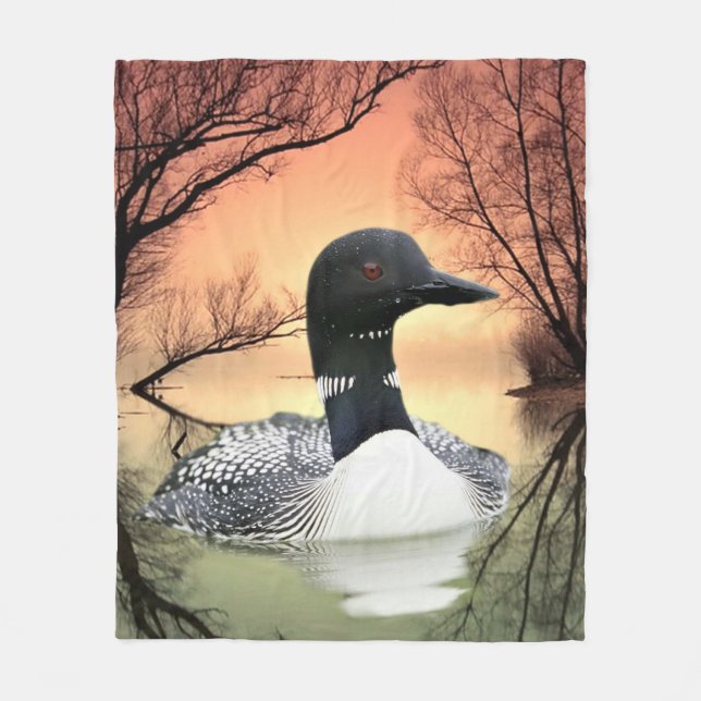 Loon Reflections Fleece Blanket (Front)