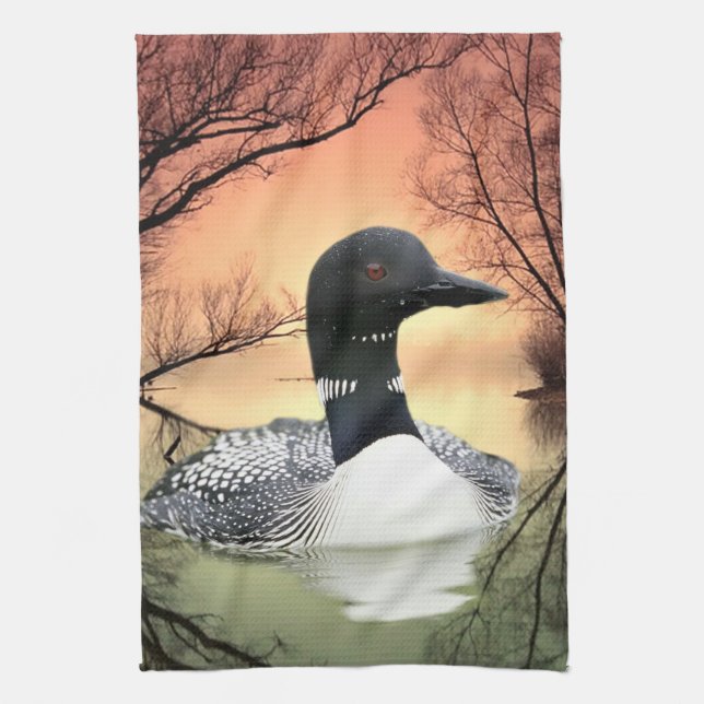 Loon Reflections Kitchen Towel (Vertical)