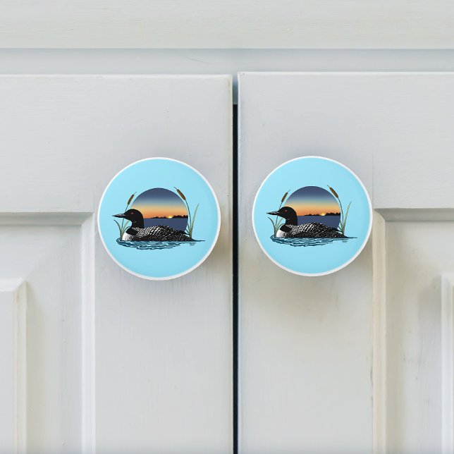 Loon Sunset Blue Ceramic Knob (Creator Uploaded)