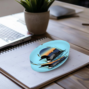 Loon Sunset Blue Paperweight