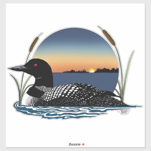 Loon Sunset Blue Sticker