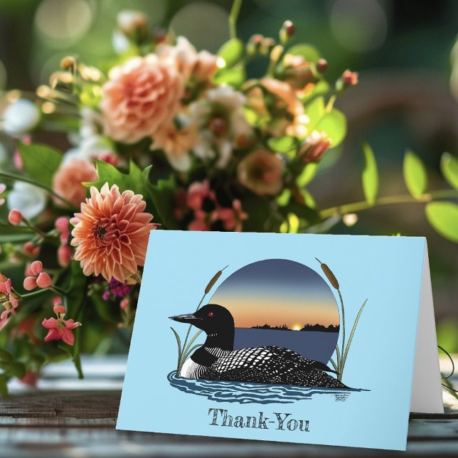 Loon Sunset Blue Thank You Card (Creator Uploaded)