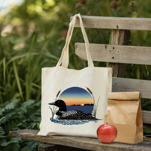 Loon Sunset Blue Tote Bag