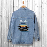Loon Sunset Wedding Denim Jacket<br><div class="desc">A pair of loons on the lake with a warm sunset behind them,  all set against a blue backdrop</div>