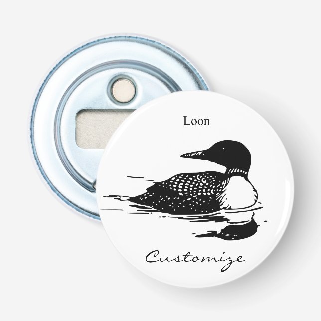 Loon Swimming Bird Art Thunder_Cove Bottle Opener (Front)