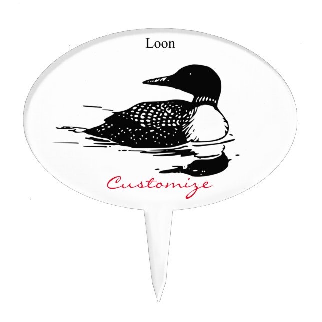 Loon Swimming Bird Art Thunder_Cove Cake Topper (Front)