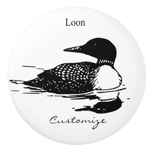 Loon Swimming Bird Art Thunder_Cove Ceramic Knob