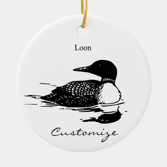 Loon Swimming Bird Art Thunder_Cove Ceramic Ornament (Front)